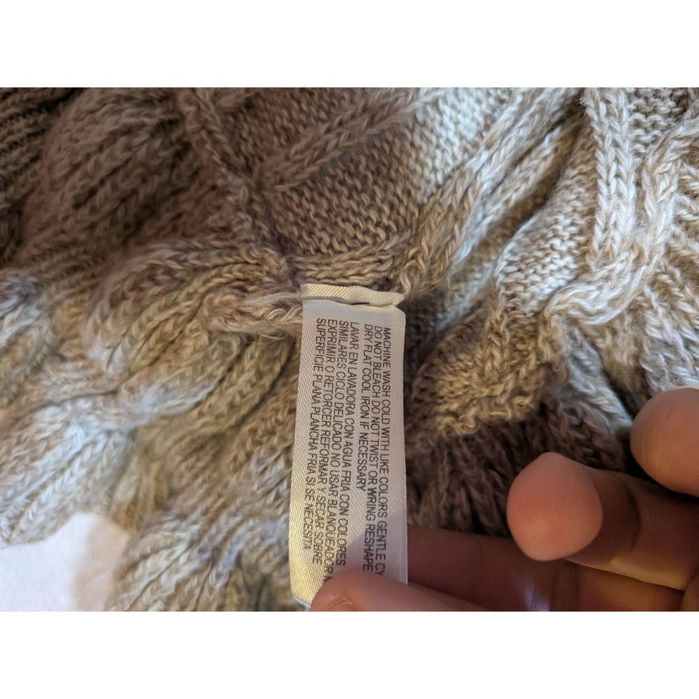 Debbie Morgan ruffle knit cardigan gray cream size L - Picture 5 of 7